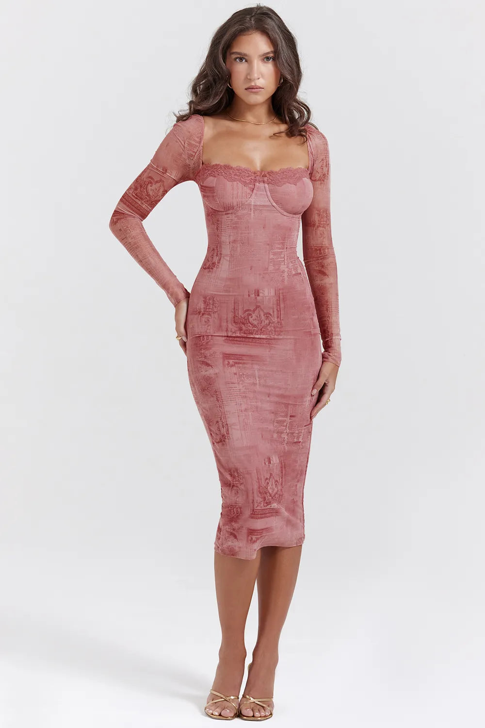 Seraphina Pink Print Corset Dress