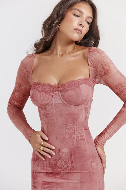 Seraphina Pink Print Corset Dress