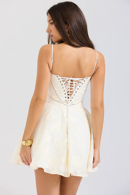 Serenita Vintage Cream Floral Mini Dress