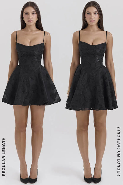 Serenita Black Floral Lace Back Mini Dress