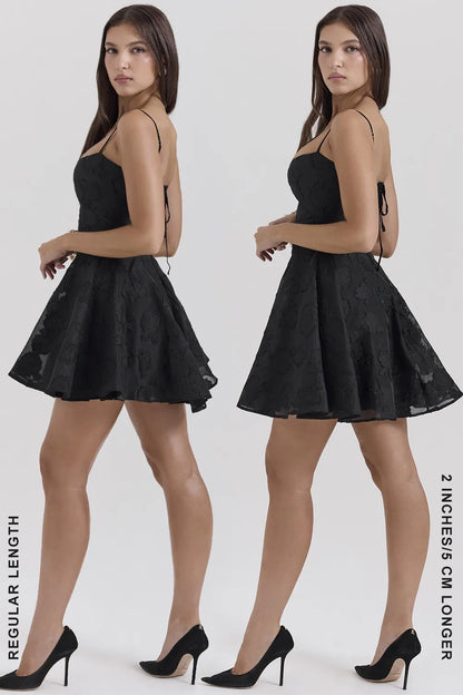 Serenita Black Floral Lace Back Mini Dress