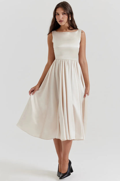 Shayla Vintage Cream Midi Dress
