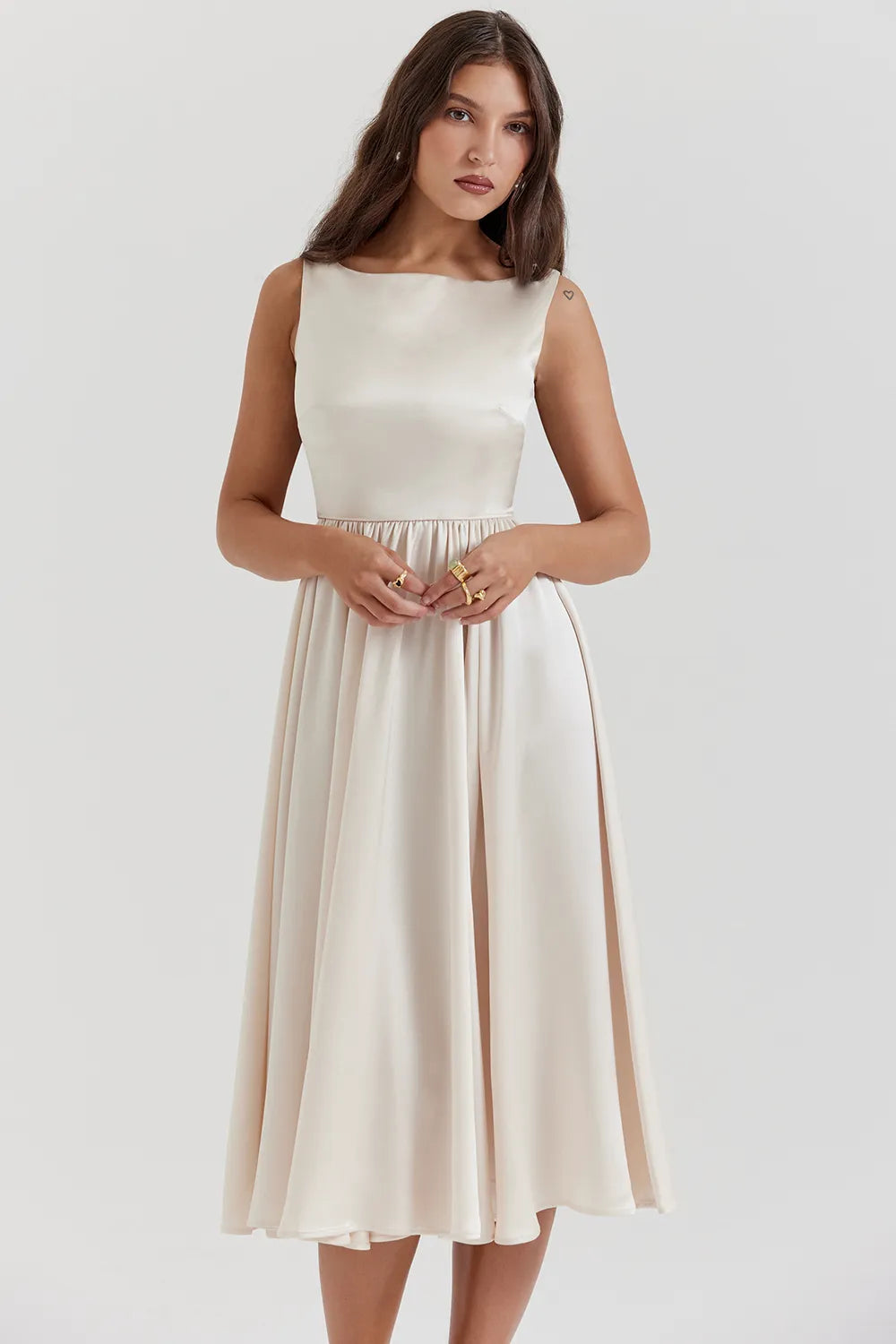 Shayla Vintage Cream Midi Dress