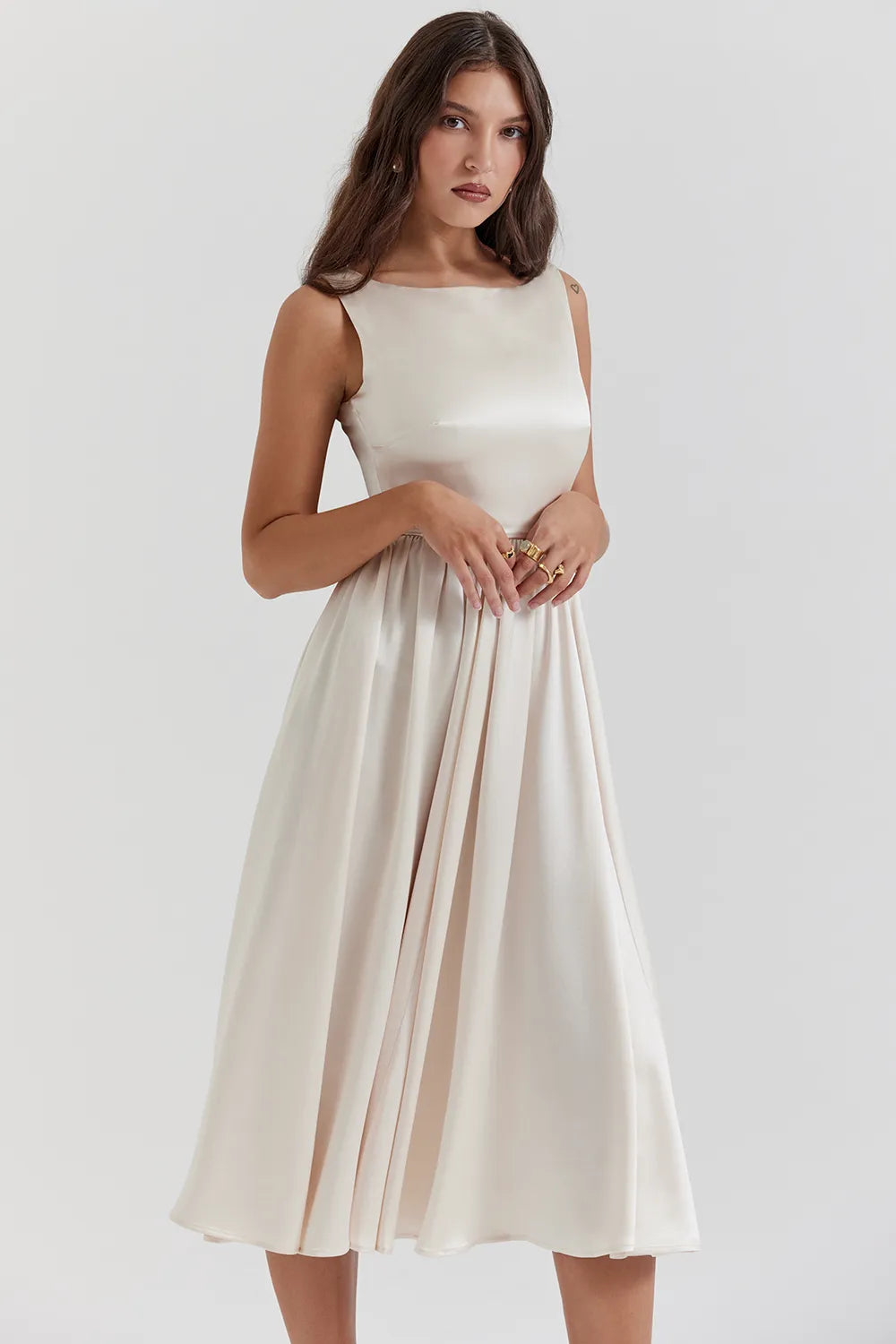 Shayla Vintage Cream Midi Dress