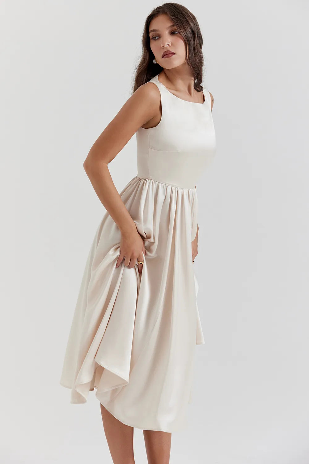 Shayla Vintage Cream Midi Dress