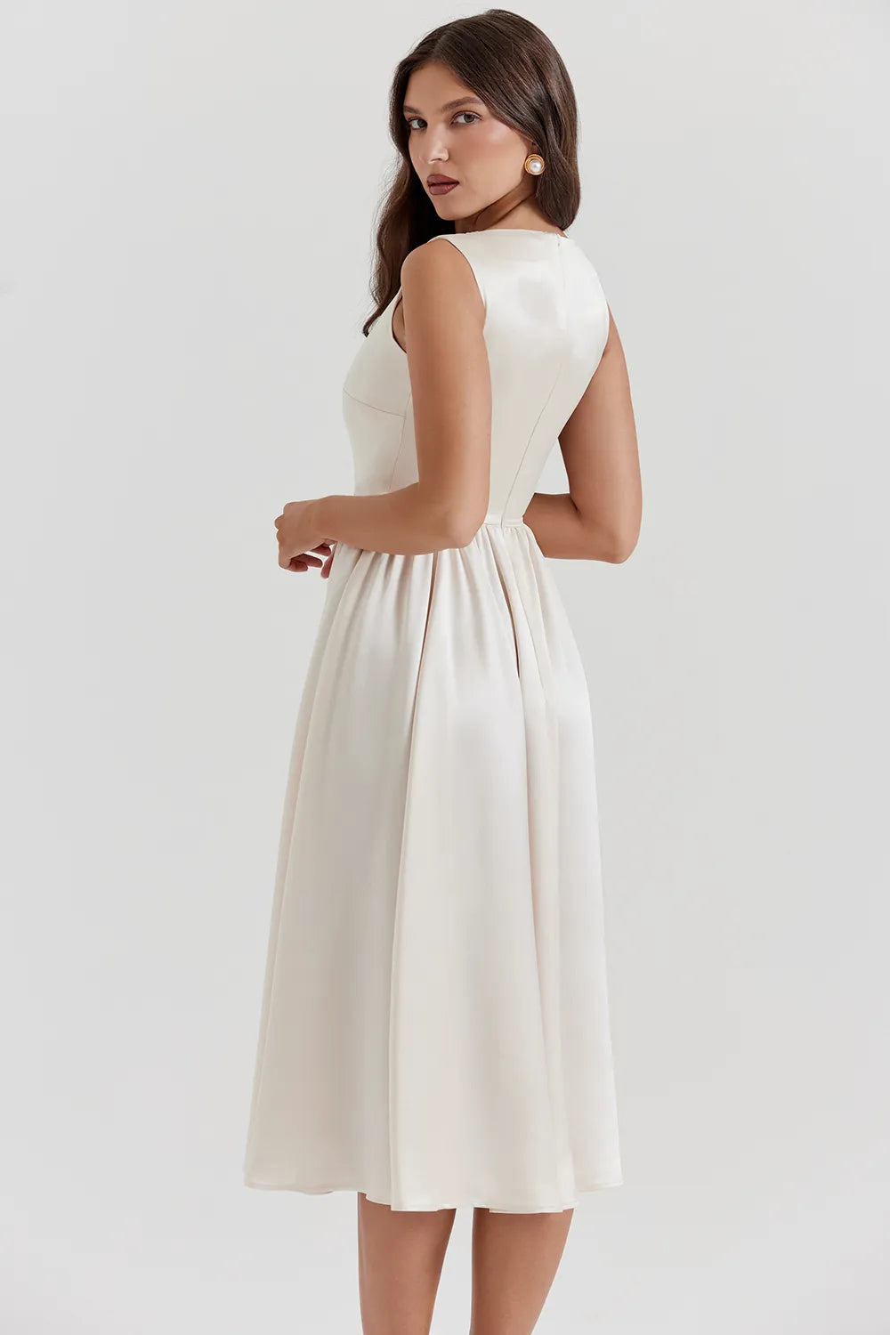 Shayla Vintage Cream Midi Dress