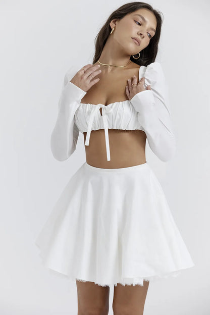 Shira White Puff Sleeve Top