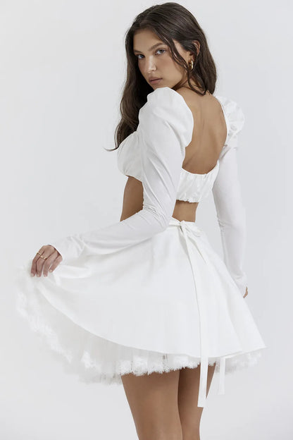 Nahla White Bow Mini Skirt