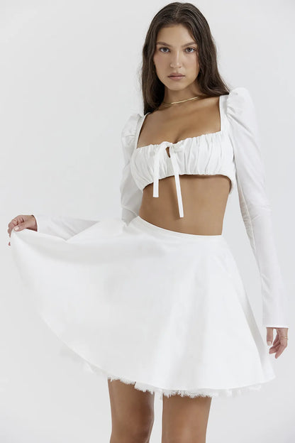 Shira White Puff Sleeve Top