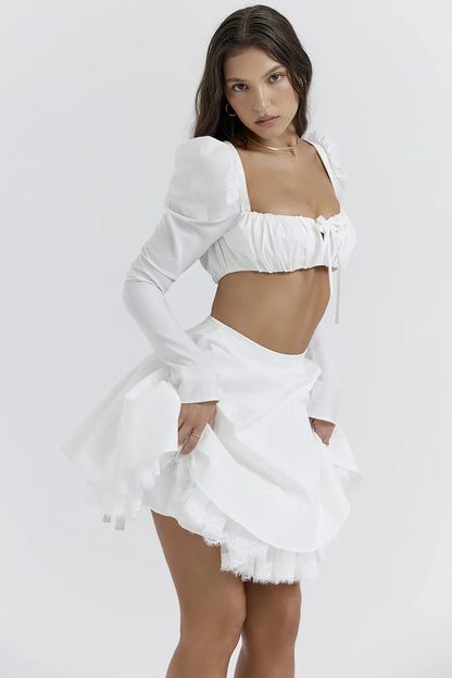 Shira White Puff Sleeve Top