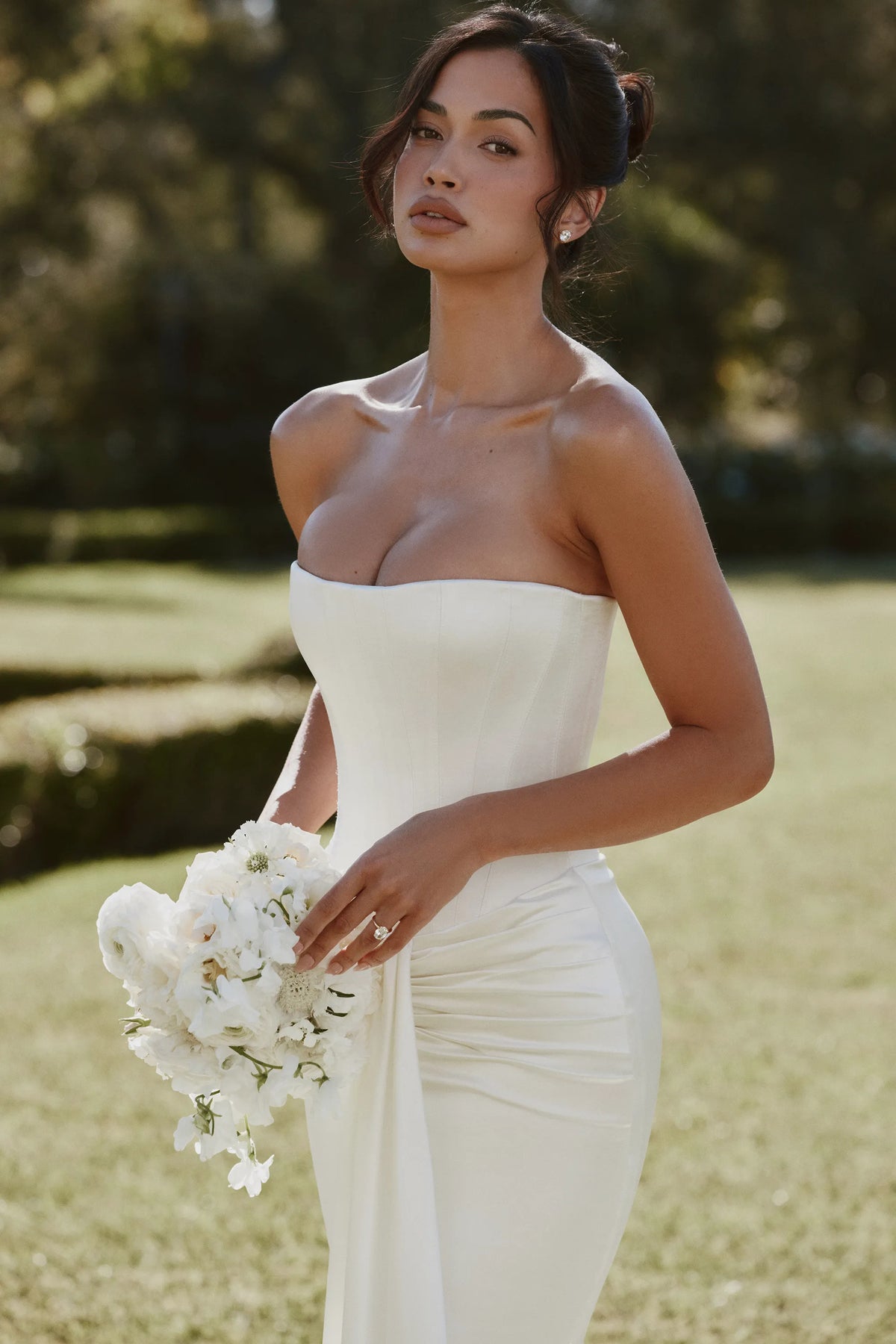 Camellia Ivory Strapless Satin Bridal Gown