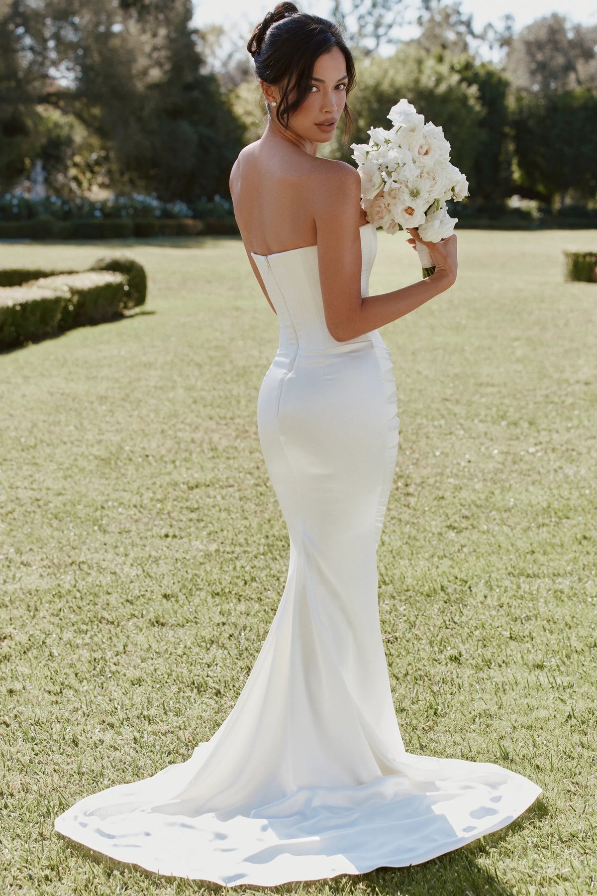 Camellia Ivory Strapless Satin Bridal Gown