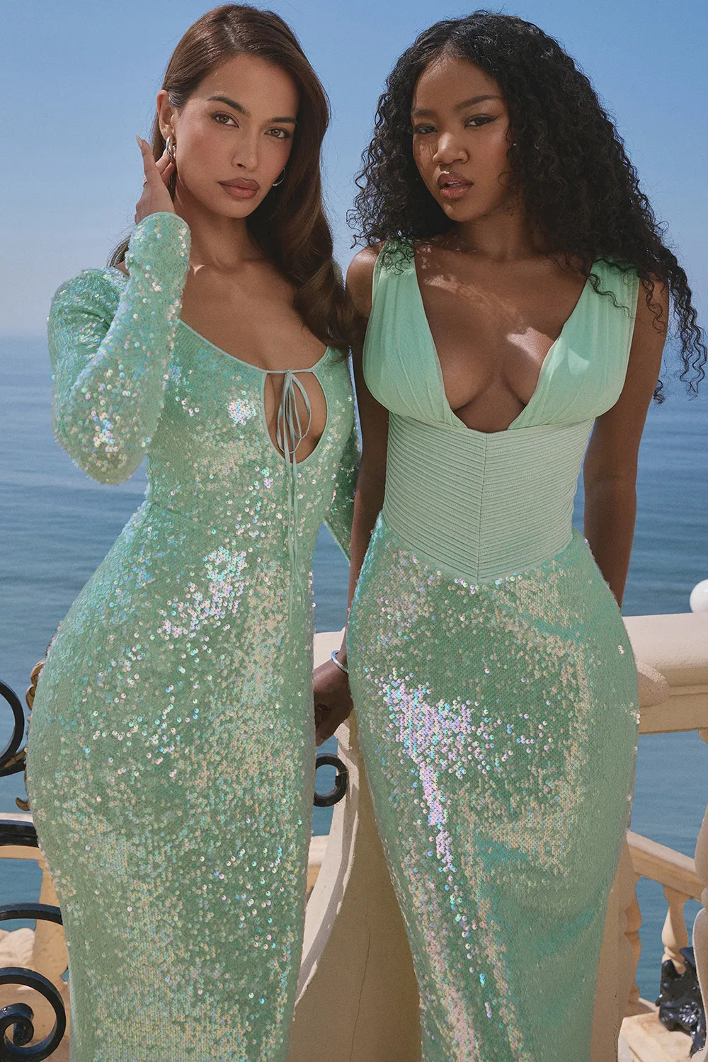 Titania Seafoam Sequin Maxi Gown
