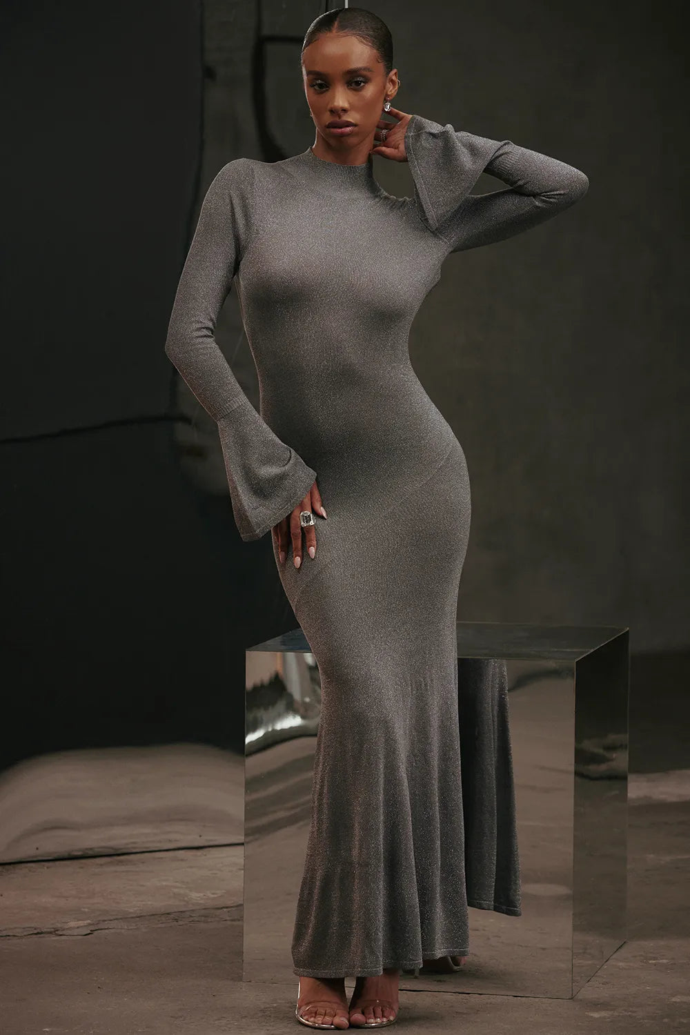 Sancha Steel Metallic Maxi Dress