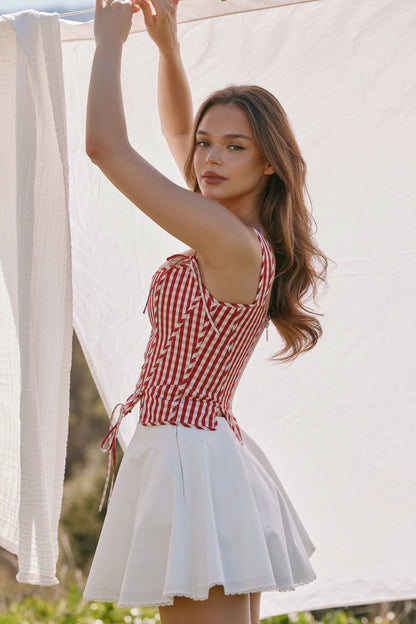 Celia White Cotton Built-In Bloomer Shorts Mini Skirt