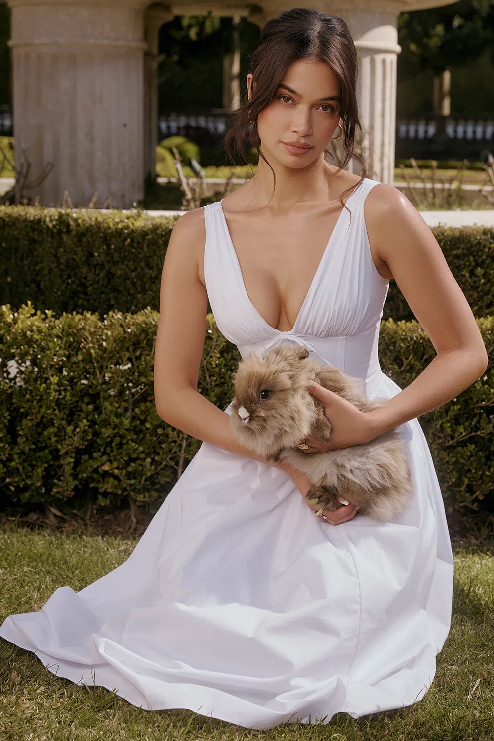 Emmelina White Cotton Corset Sundress