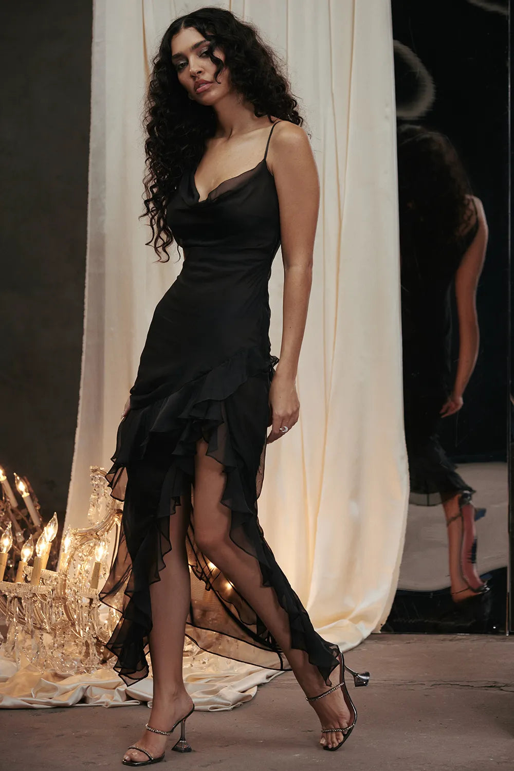 Malila Black Ruffle Maxi Dress