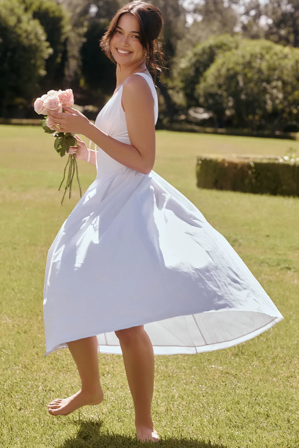 Emmelina White Cotton Corset Sundress