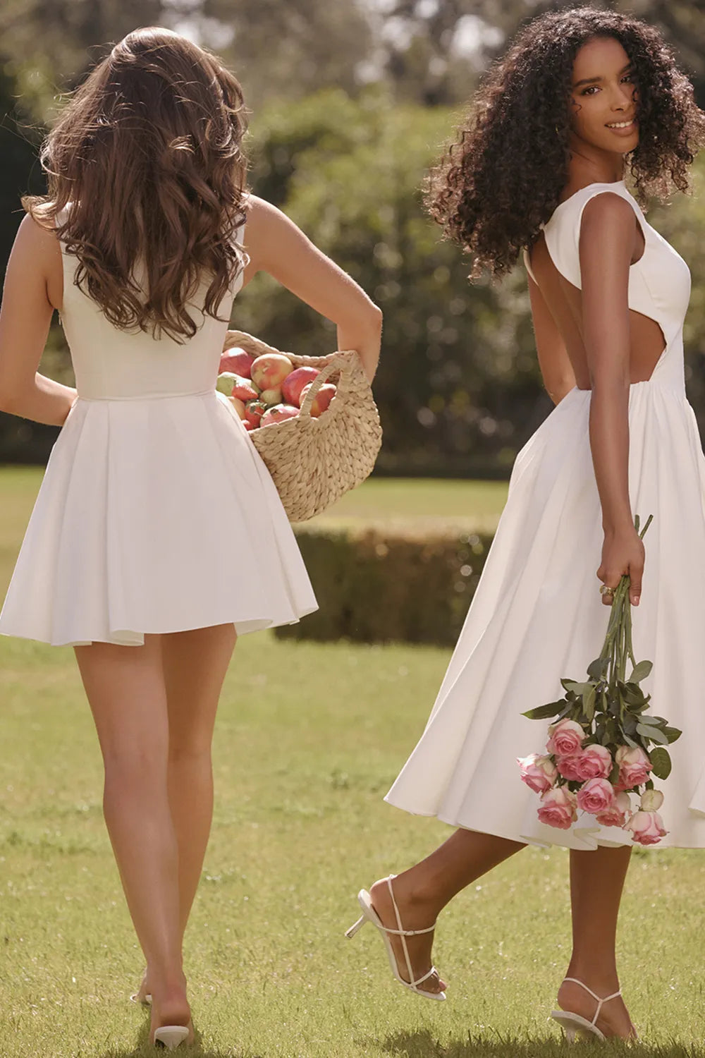 Cindy White Twill Midi Sundress