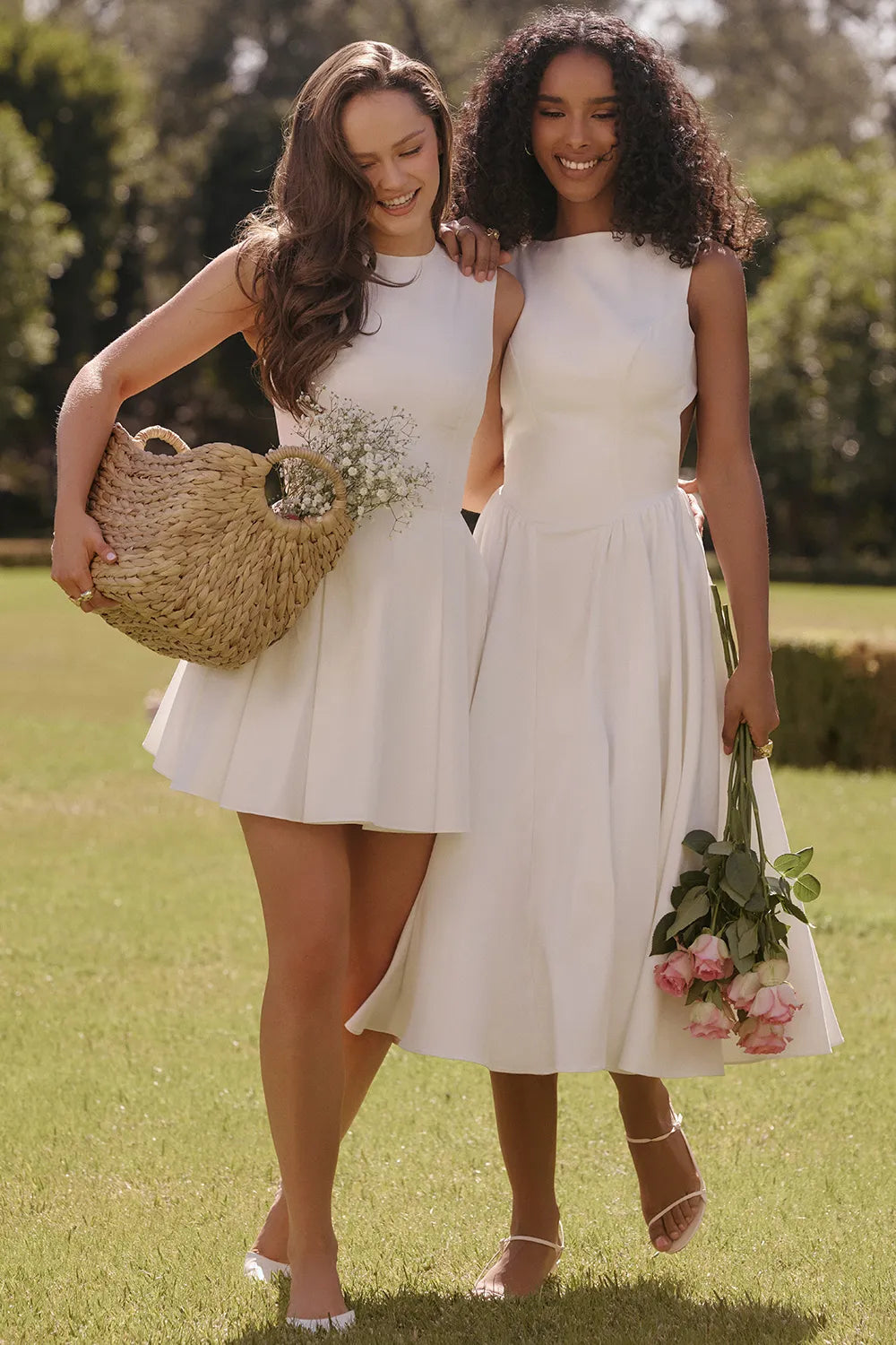 Cindy White Twill Midi Sundress