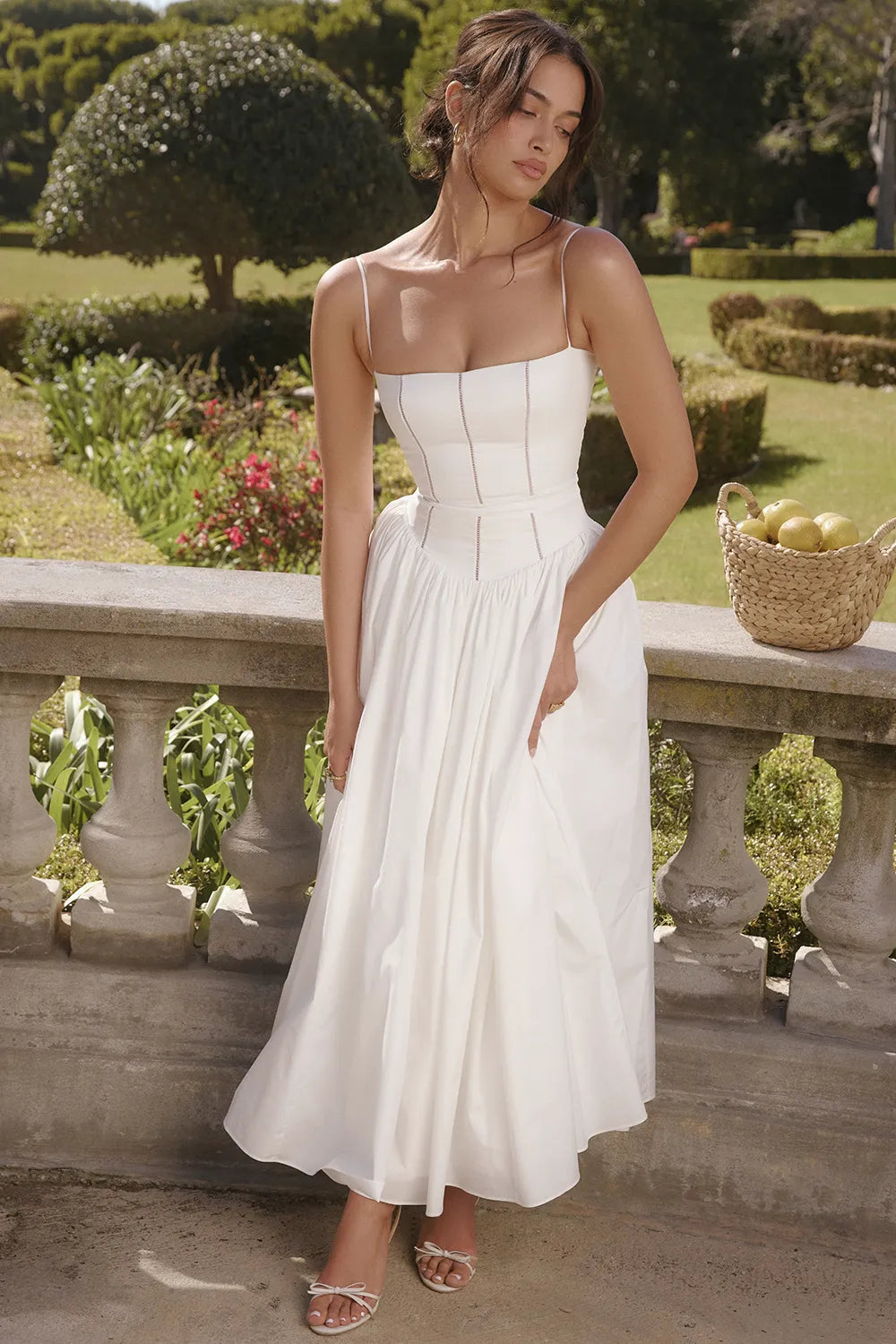 Ysabella White Cotton Maxi Sundress