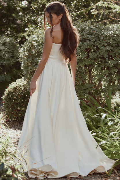 Sabrina Ivory Satin Strapless Bridal Gown