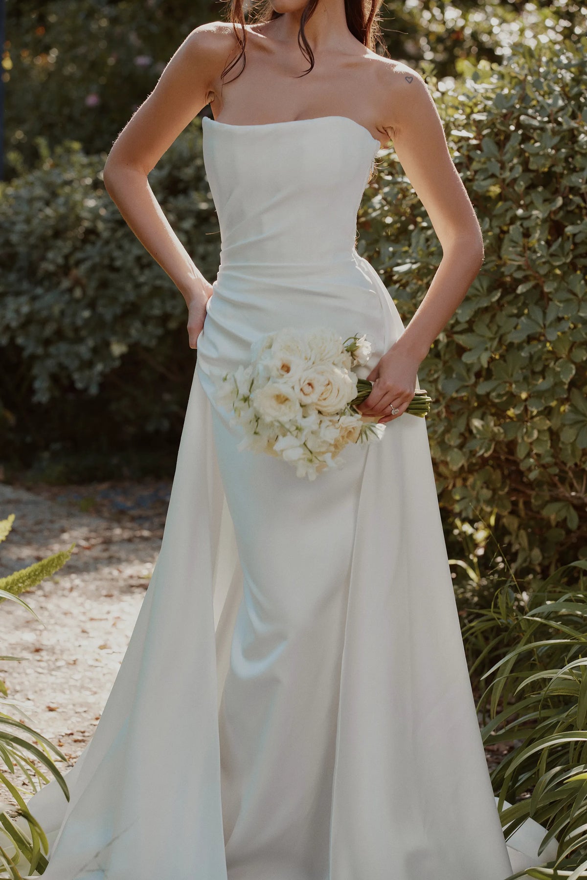Sabrina Ivory Satin Strapless Bridal Gown