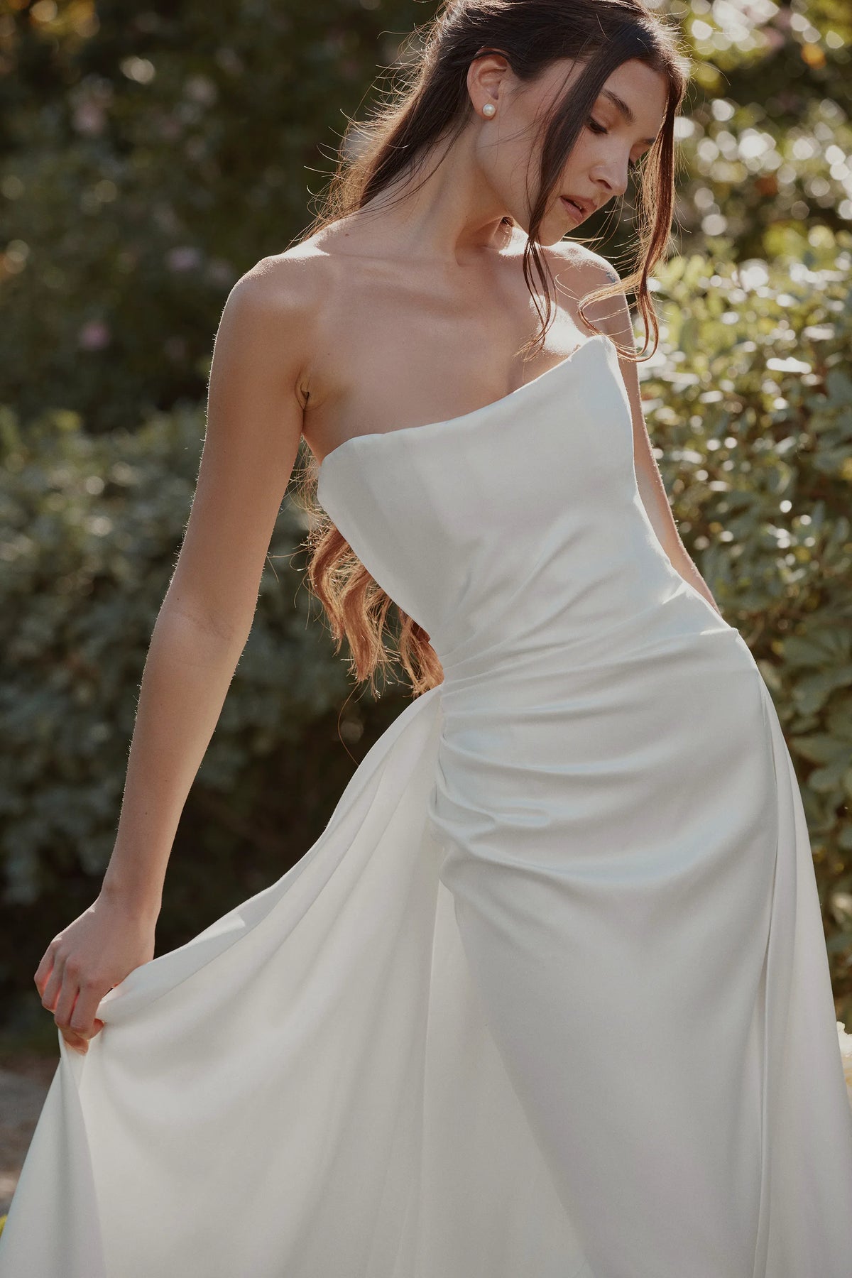 Sabrina Ivory Satin Strapless Bridal Gown