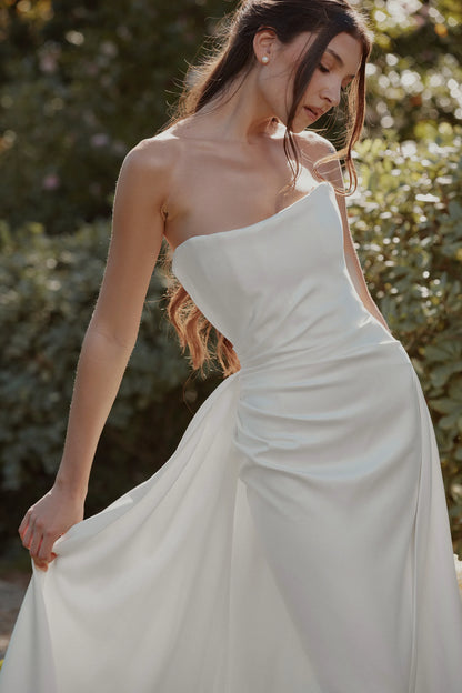 Sabrina Ivory Satin Strapless Bridal Gown