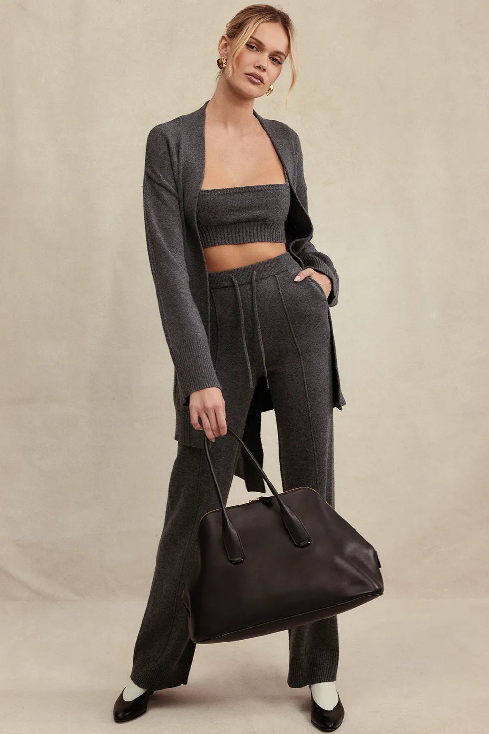 Yalina Charcoal Cashmere Blend Trousers