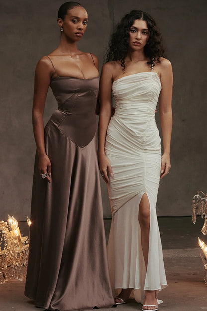 Pearla Ivory Ruched Maxi Dress