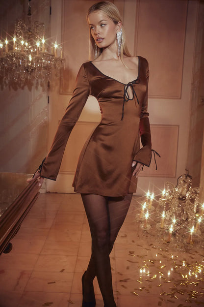 Sakina Copper Satin Mini Dress