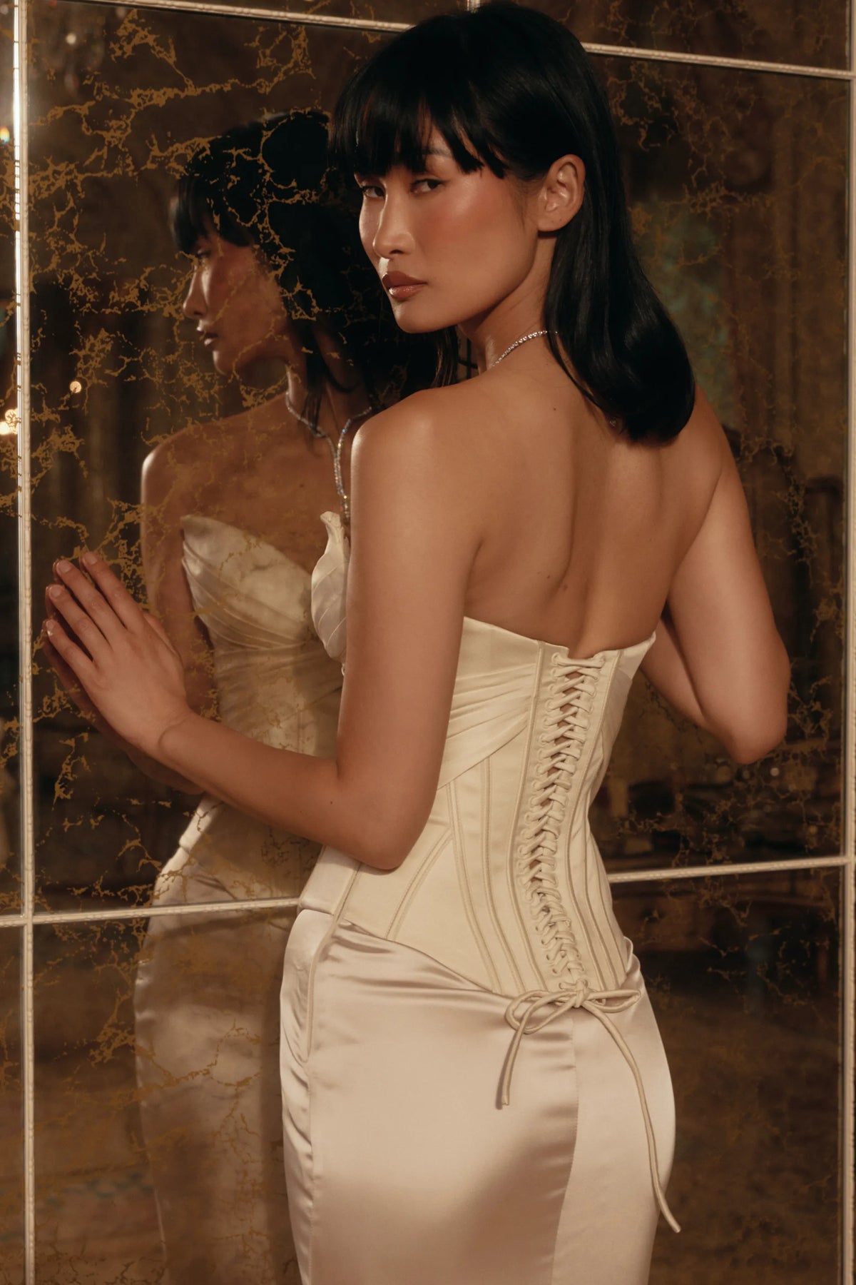 Eve Ivory Satin Corset Maxi Gown - Limited Edition