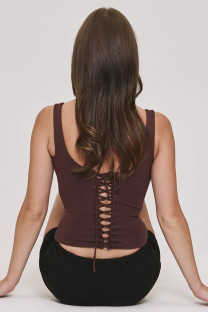 The Drape Neck Chocolate Corset Top
