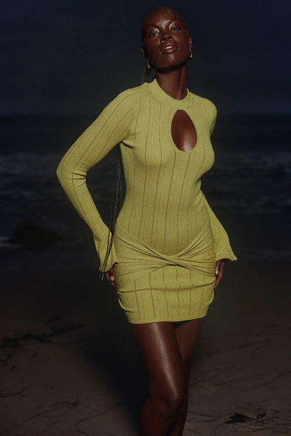 Aziza Pistachio Long Sleeve Mini Dress