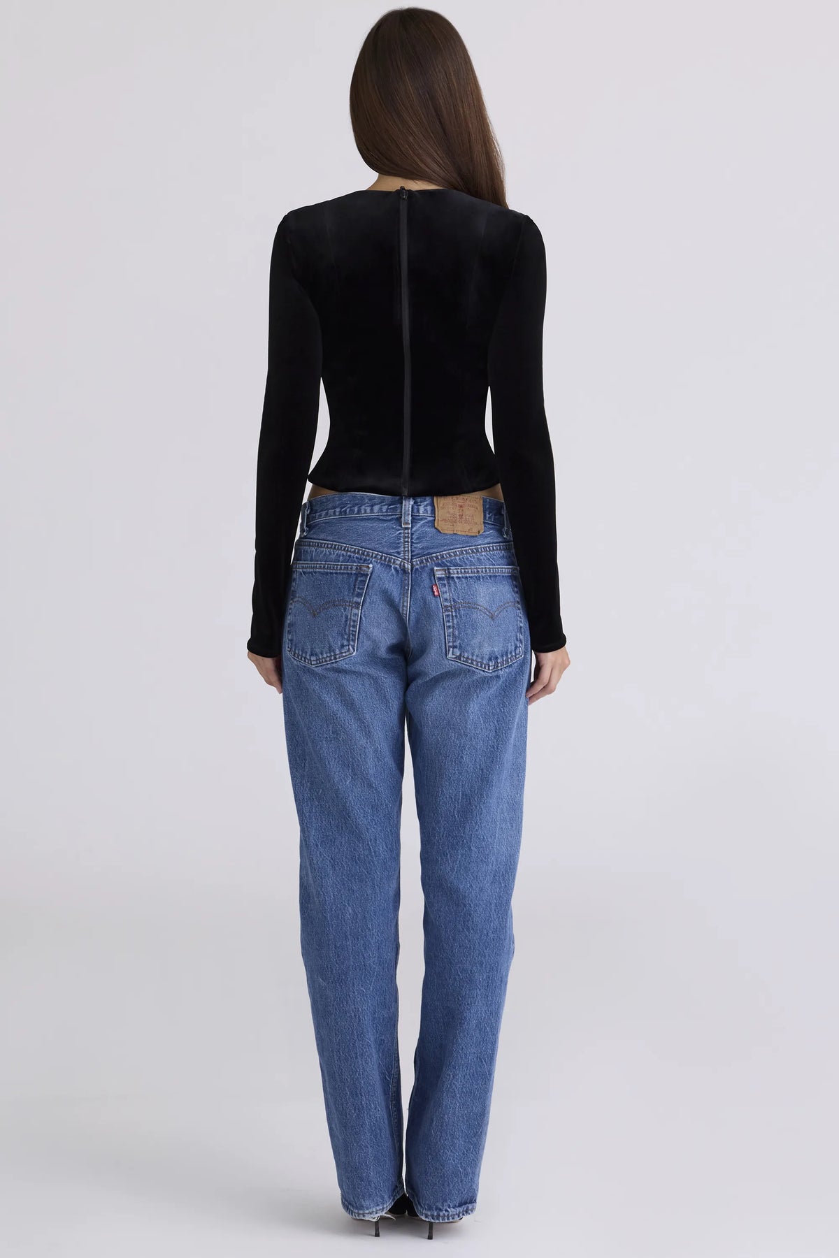 Sierra Black Velvet Deep Plunge Corset Top