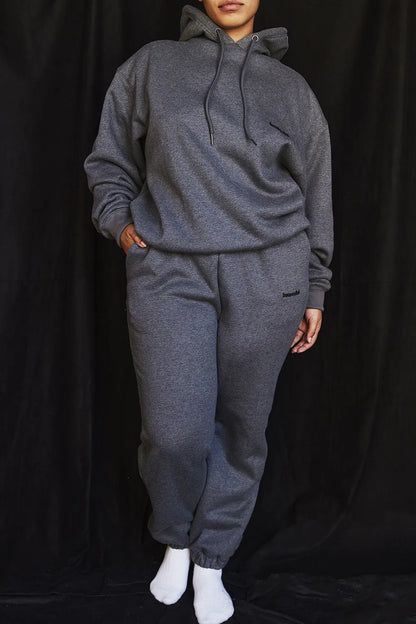 Sky Dark Grey Fleece Back Jogging Trousers