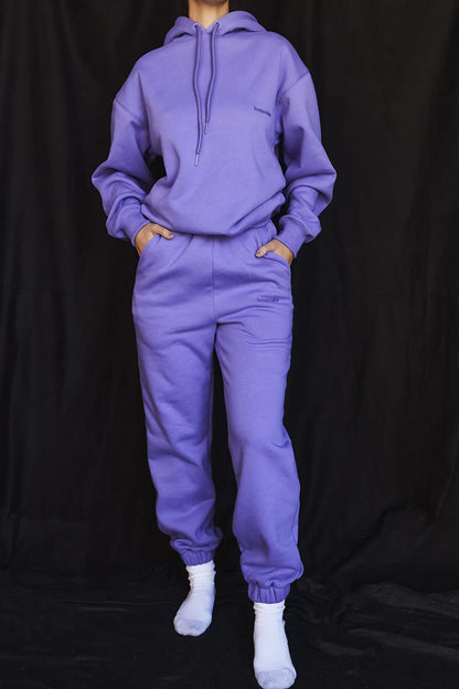 Sky Purple Fleece Back Jogging Trousers