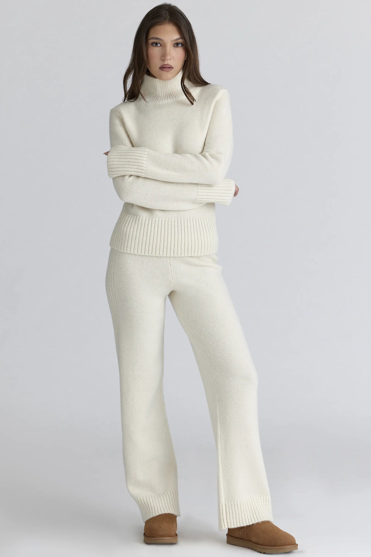 Skye Ivory Merino Wool Roll Neck Sweater