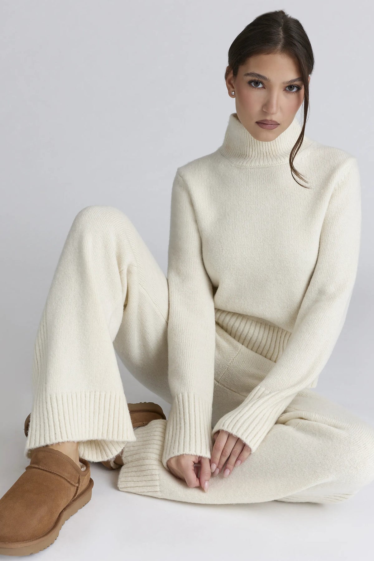 Skye Ivory Merino Wool Roll Neck Sweater