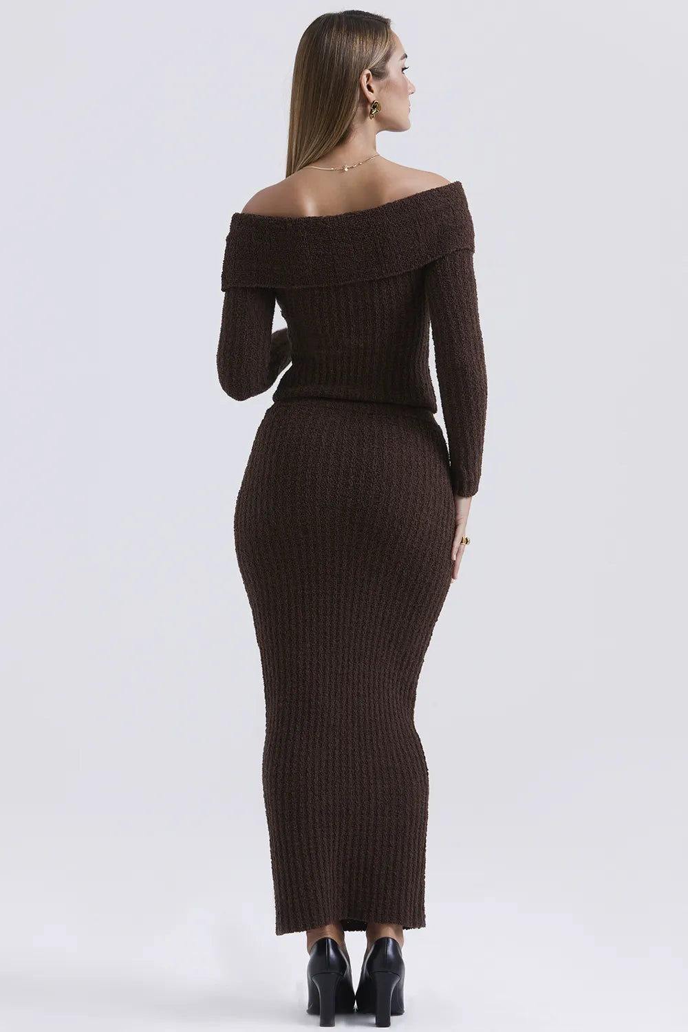 Sloane Chocolate Soft Cotton Boucle Maxi Skirt