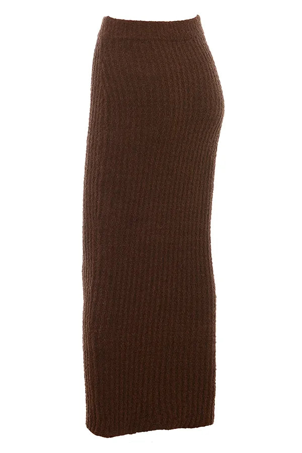 Sloane Chocolate Soft Cotton Boucle Maxi Skirt