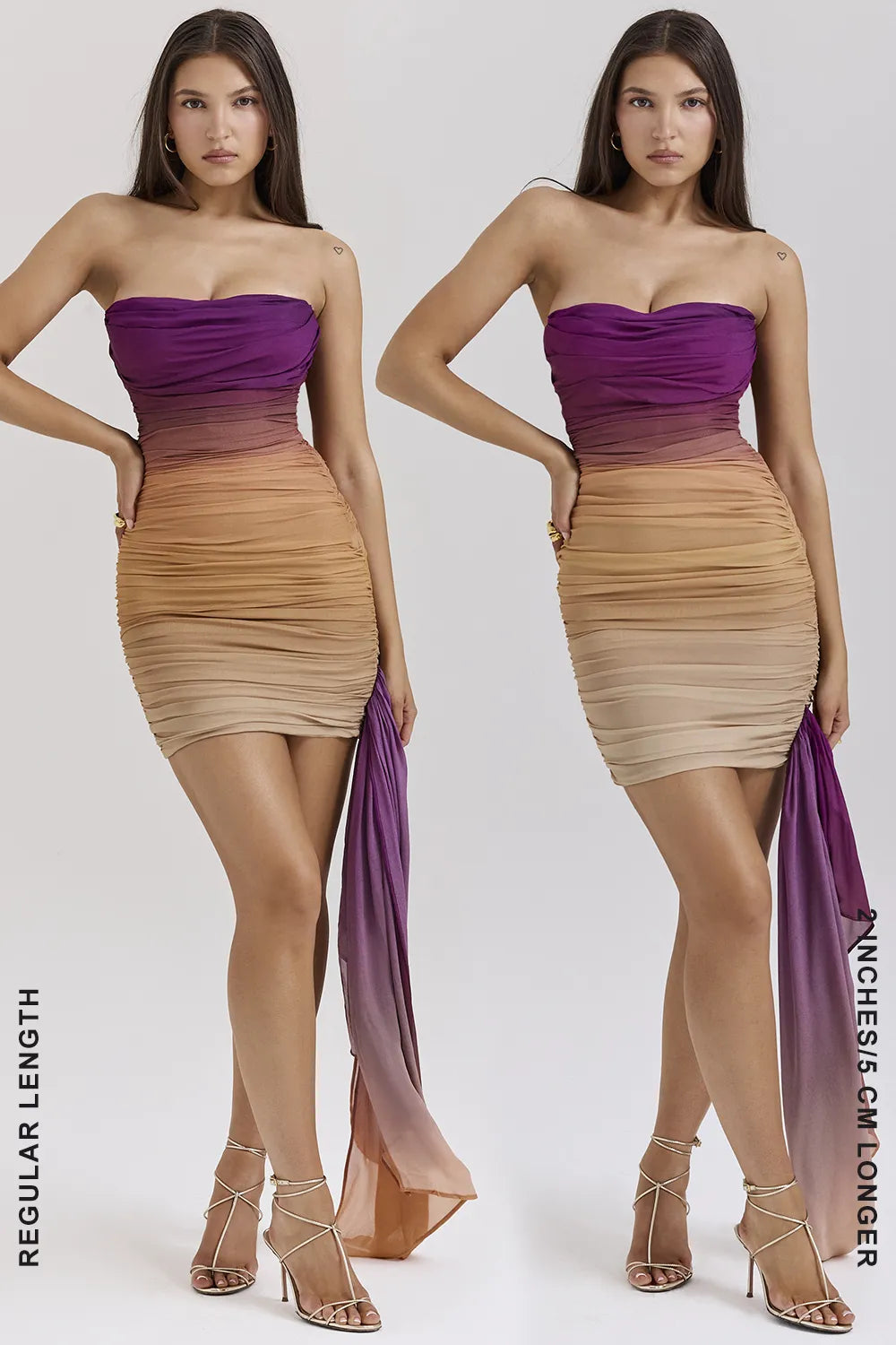 Sofie Ombre Mesh Strapless Mini Dress