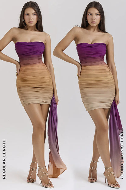 Sofie Ombre Mesh Strapless Mini Dress