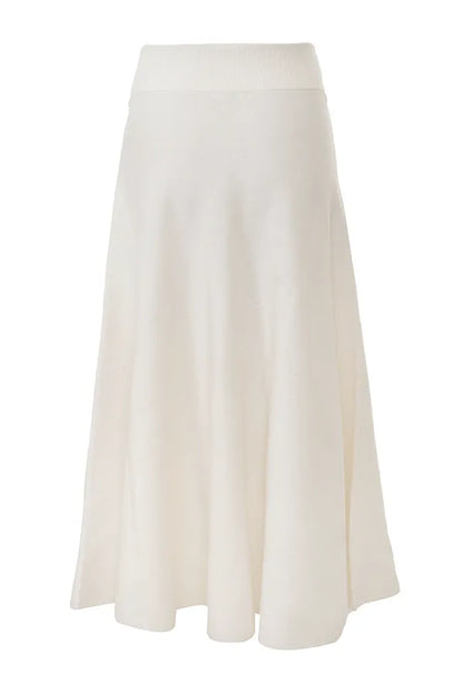 Solara Ivory Wool Mix Flared Midi Skirt
