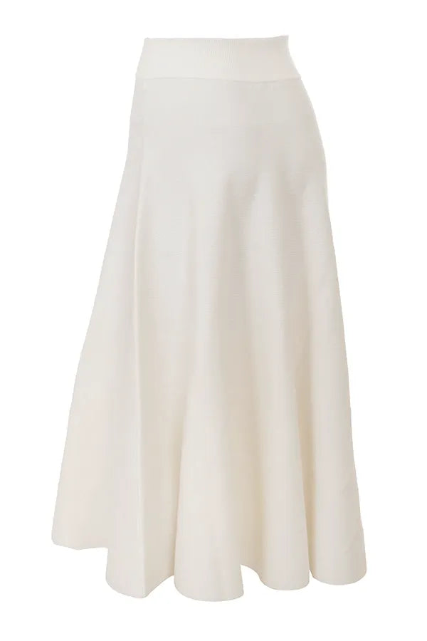Solara Ivory Wool Mix Flared Midi Skirt