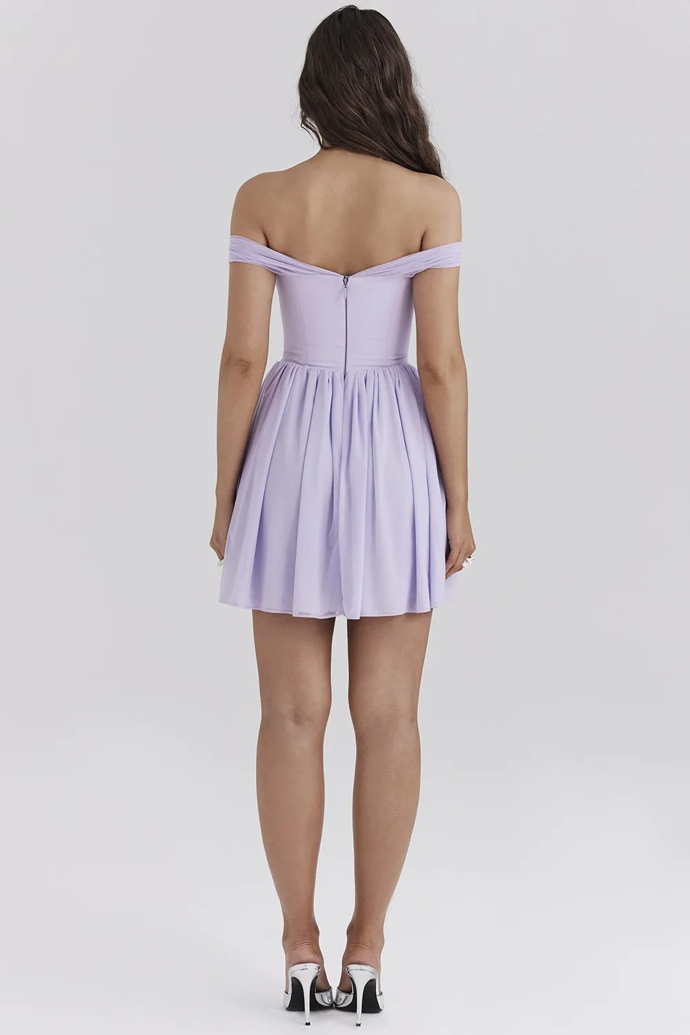 Soleil Orchid Off Shoulder Mini Dress