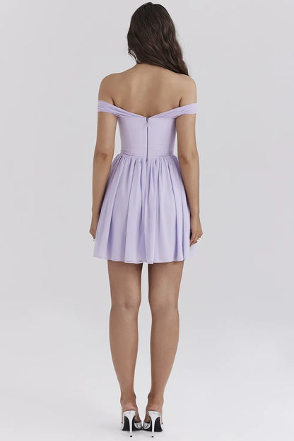 Soleil Orchid Off Shoulder Mini Dress