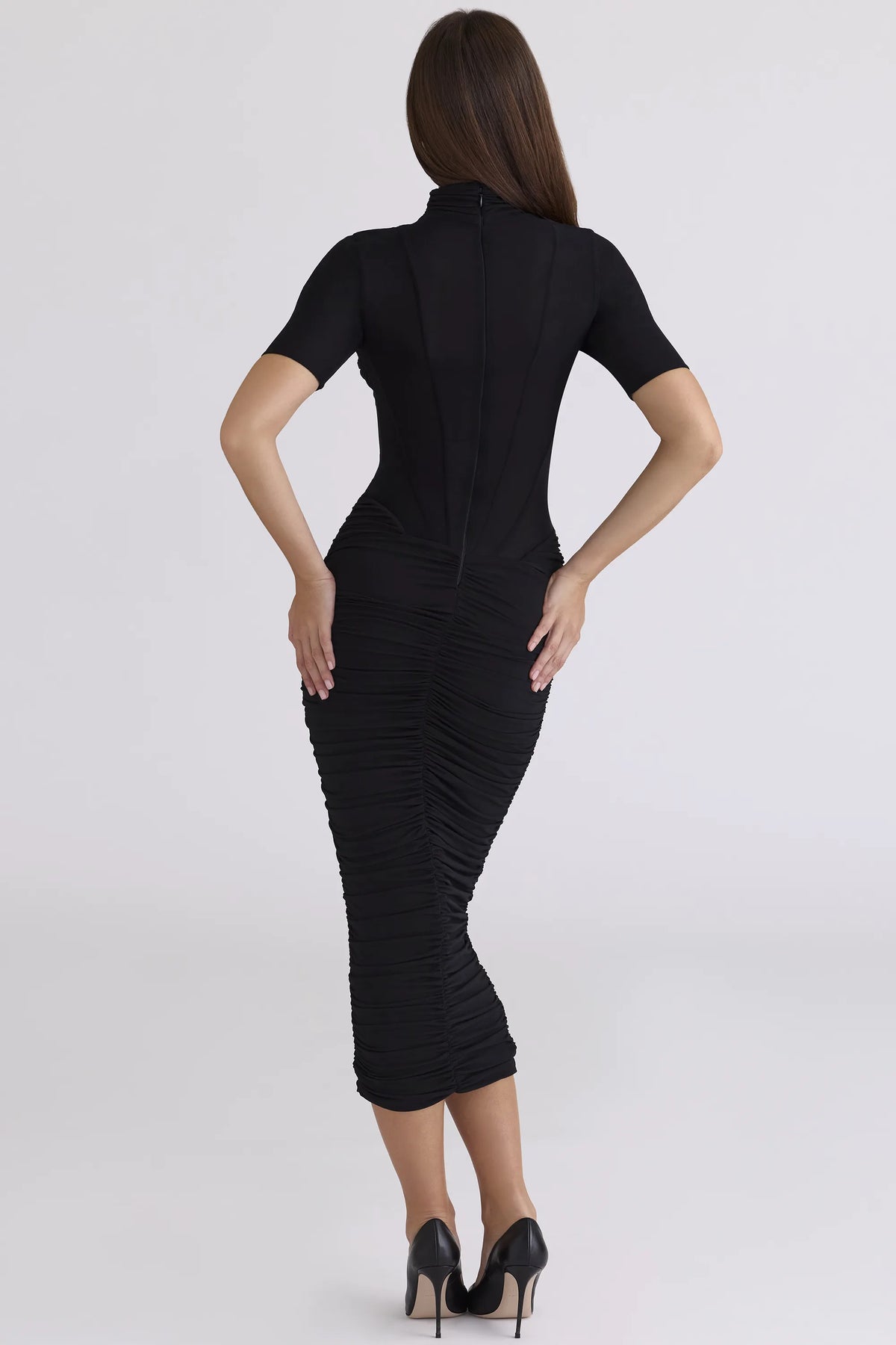 Sorrel Black Semi Sheer Midi Dress