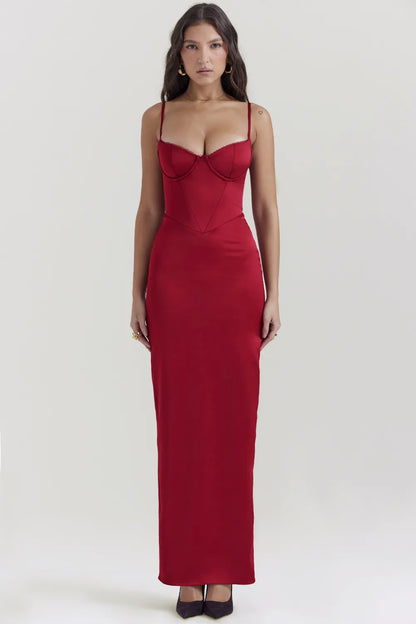 Stefania Ruby Corset Maxi Dress